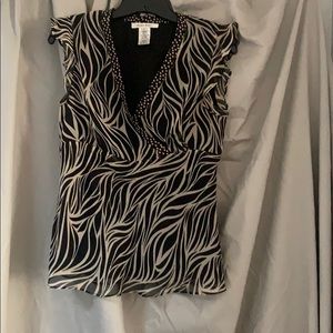 Nine West 100% silk animal print sleeveless top.